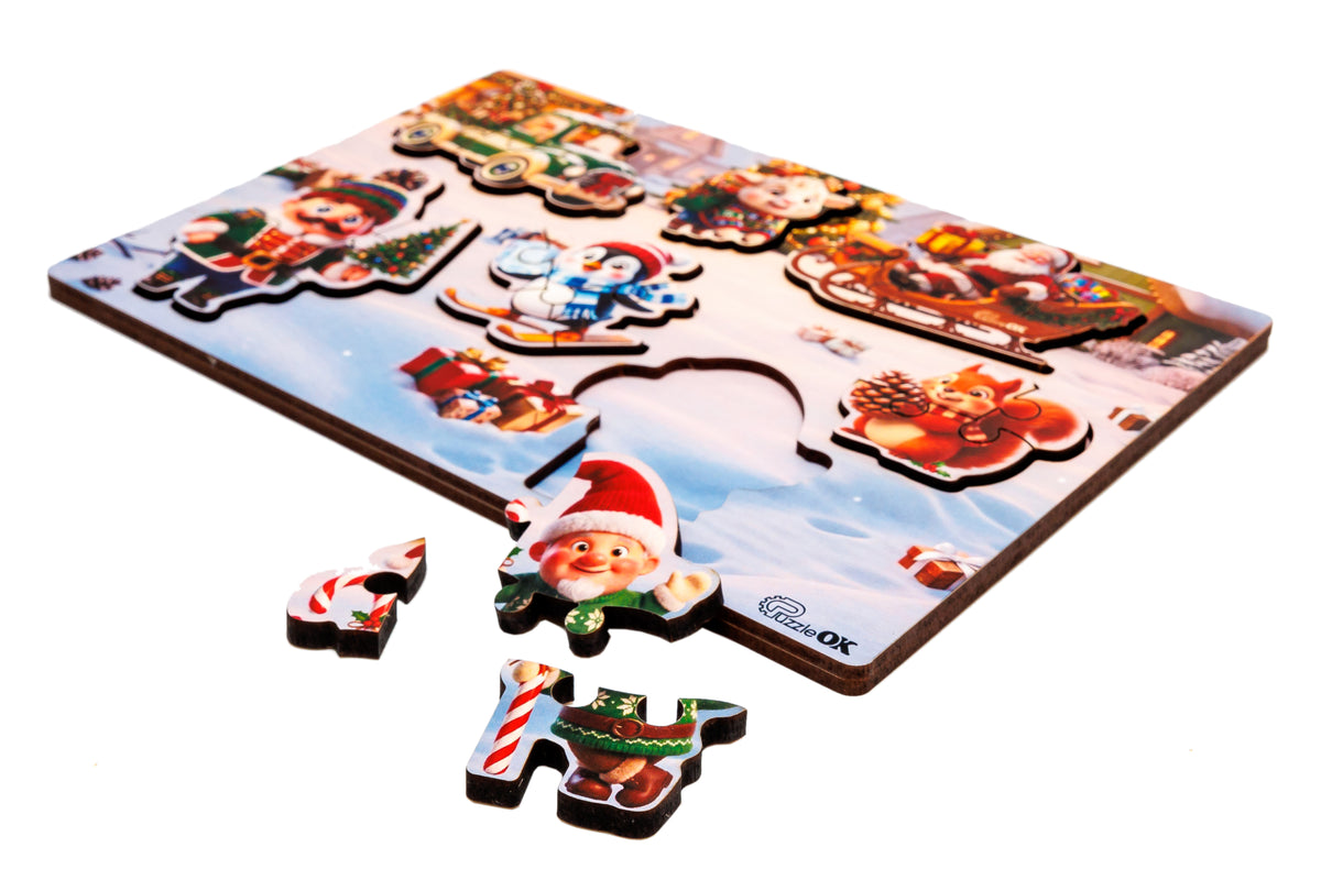 A5 Wooden Shape Sorter "Holiday Bustle"