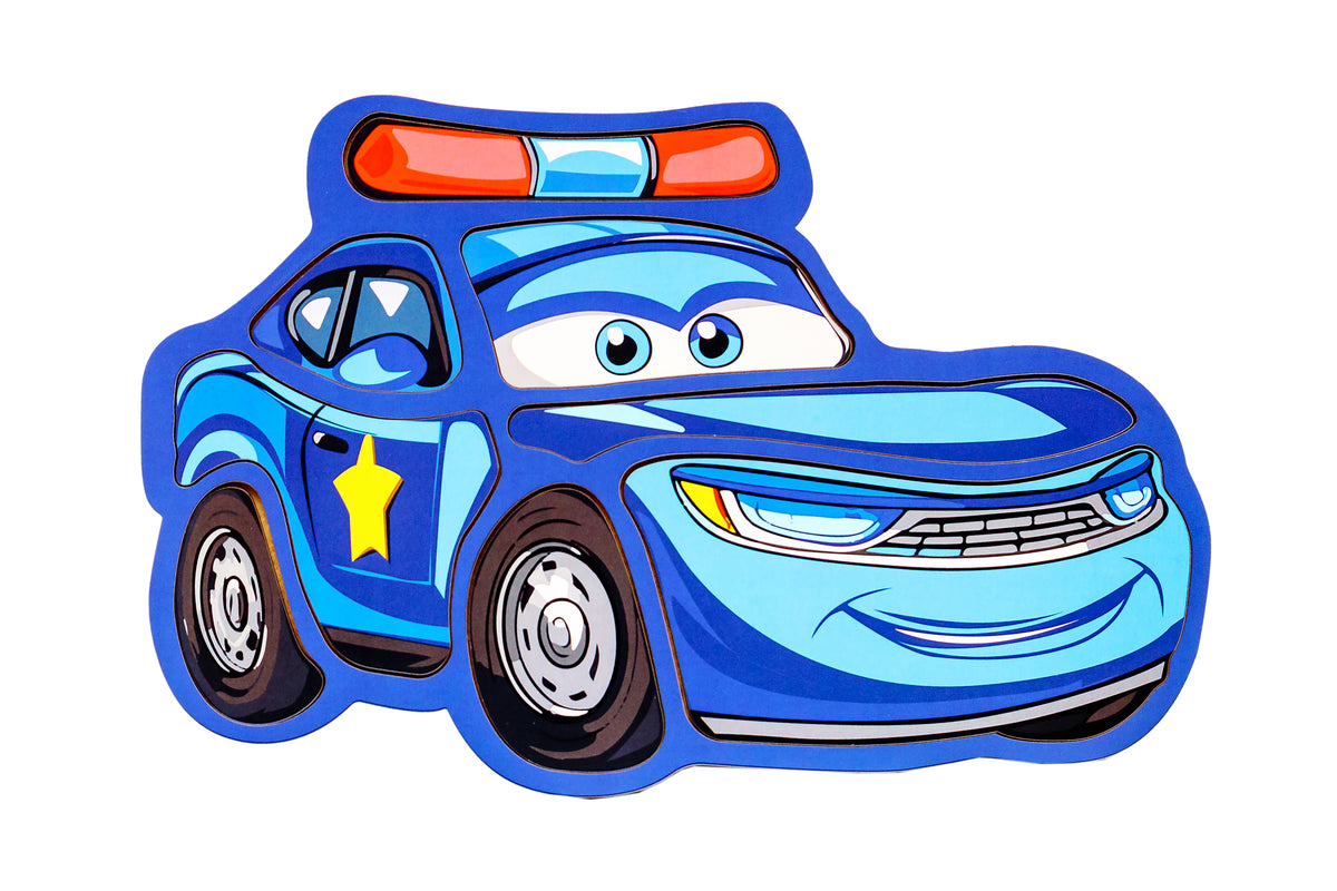 Wooden Police Car Puzzle 4+ | 8 Pieces