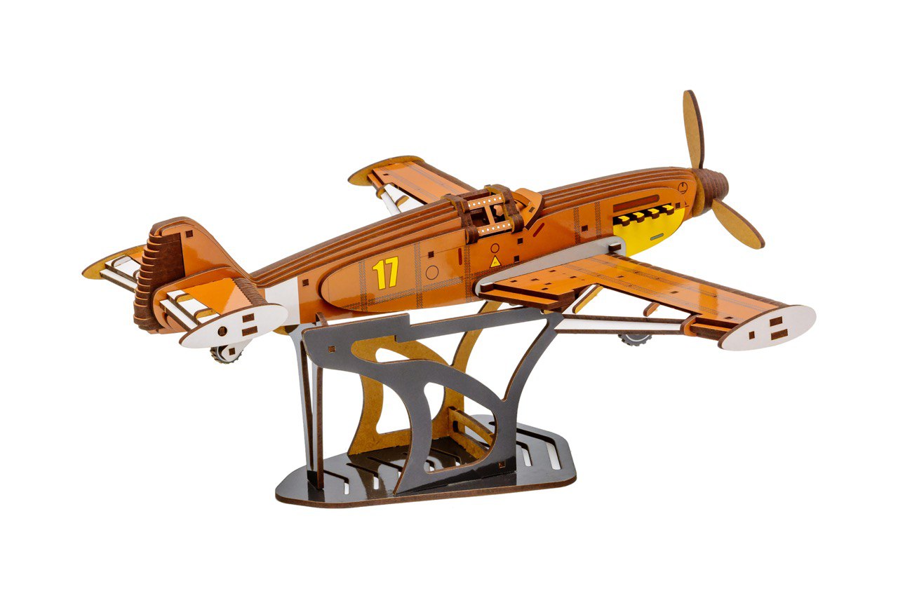 Fighter Jet BF-109 – Wooden 3D Model Kit (258 Pieces)