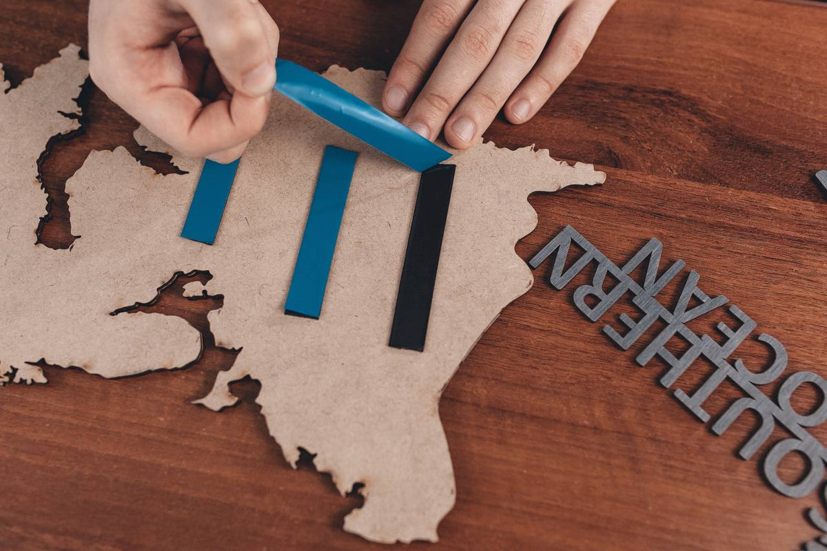 Gray Wooden World Map Wall Art Puzzle
