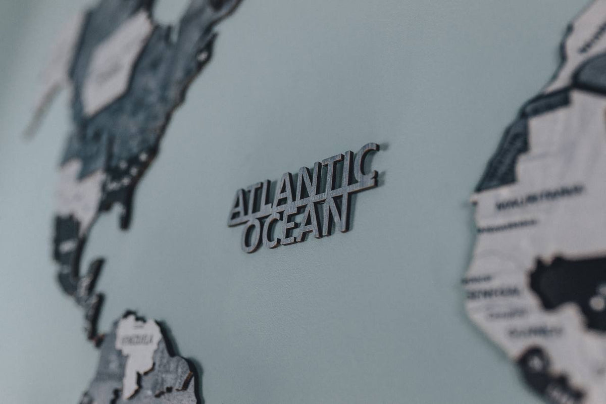 Gray Wooden World Map Wall Art Puzzle