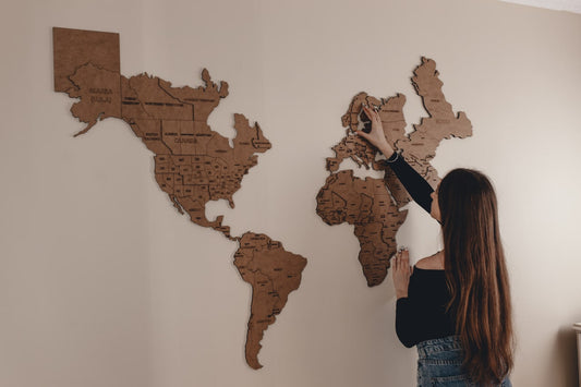 Wooden World Map Wall Art Puzzle