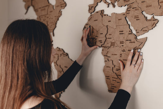 Large Wooden World Map - DIY Wooden Wall Decoration (110 Pieces)