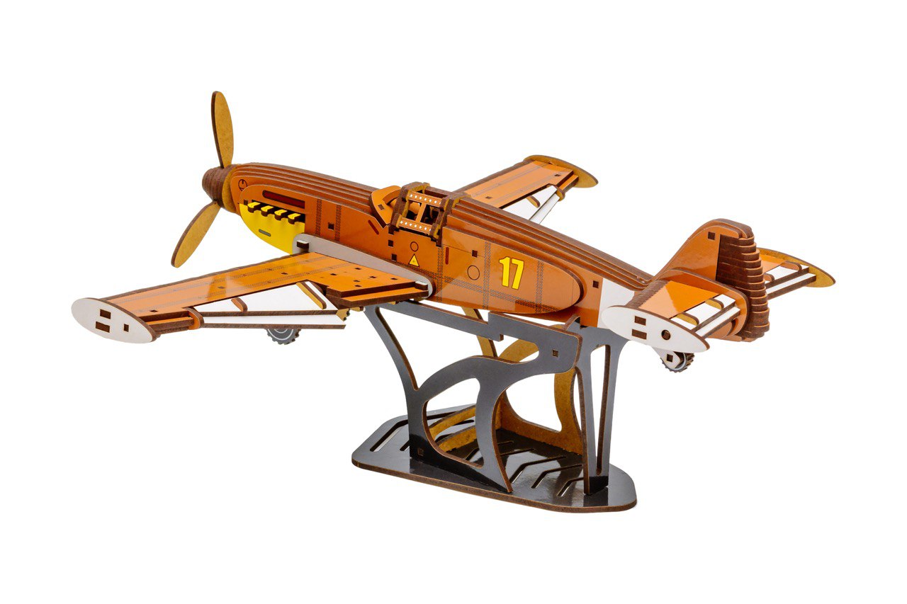 Fighter Jet BF-109 – Wooden 3D Model Kit (258 Pieces)