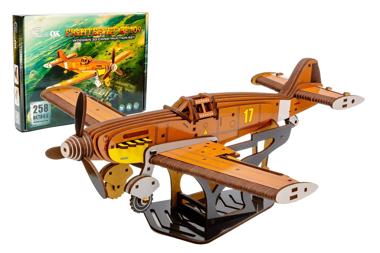 Fighter Jet BF-109 – Wooden 3D Model Kit (258 Pieces)