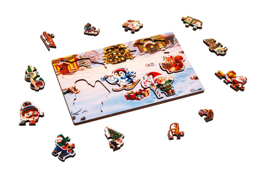 A5 Wooden Shape Sorter "Holiday Bustle"