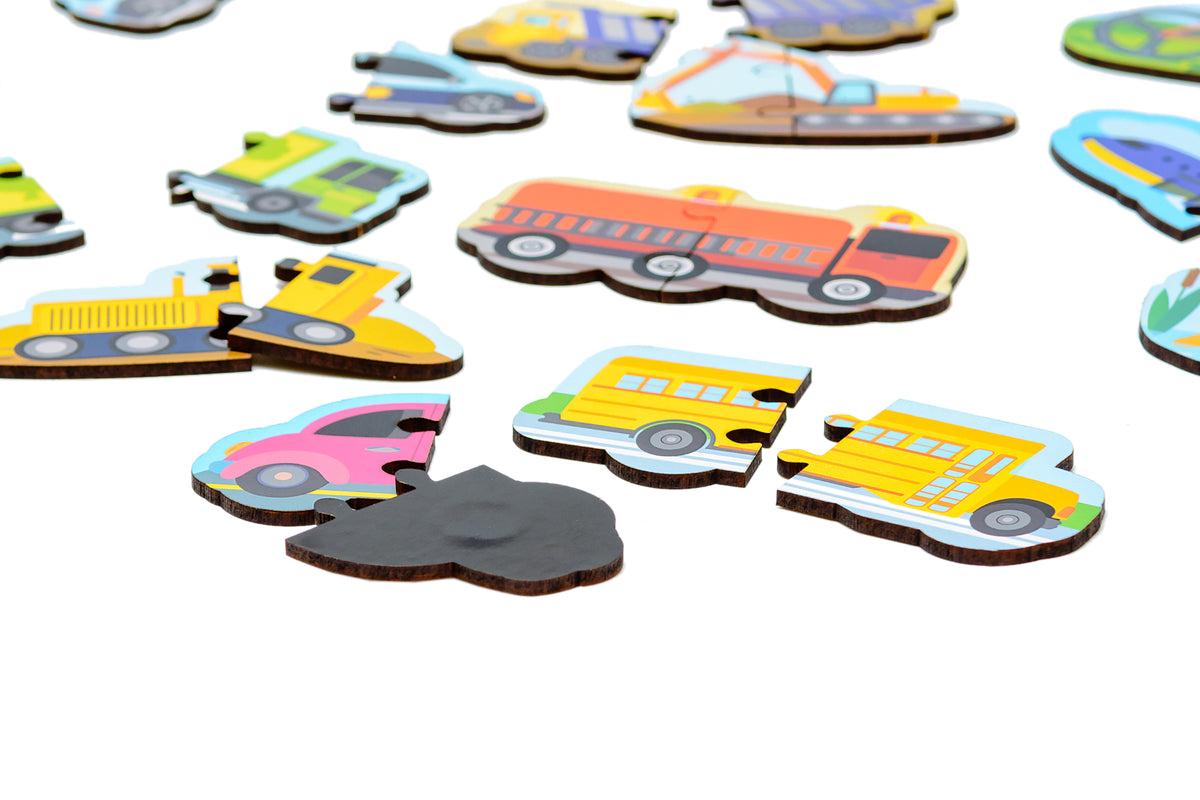 Wooden Magnetic Vehicle Puzzle 4+ | 30 Pieces