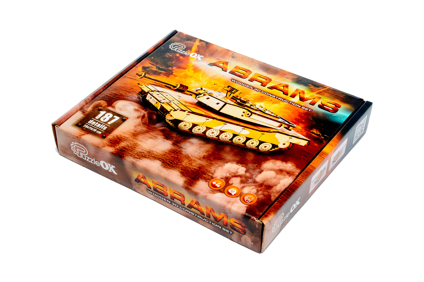 Abrams Tank – Wooden 3D Model Kit (187 Pieces)