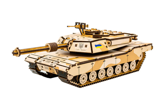 Abrams Tank – Wooden 3D Model Kit (187 Pieces)
