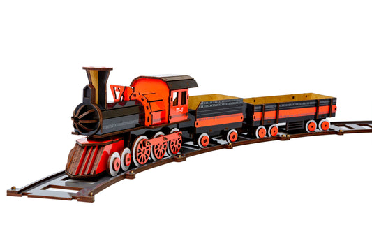 Classic Steam Train – Wooden 3D Model Kit (231 Pieces)