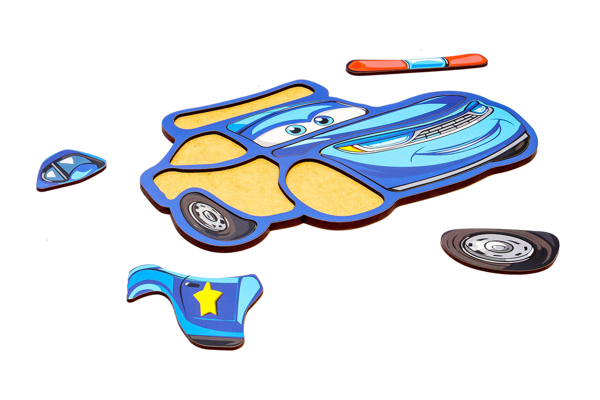 Wooden Police Car Puzzle 4+ | 8 Pieces