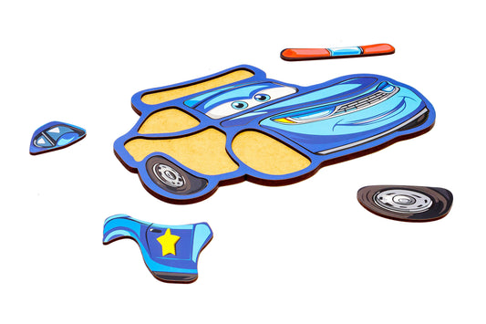 Wooden Police Car Puzzle 4+ | 8 Pieces
