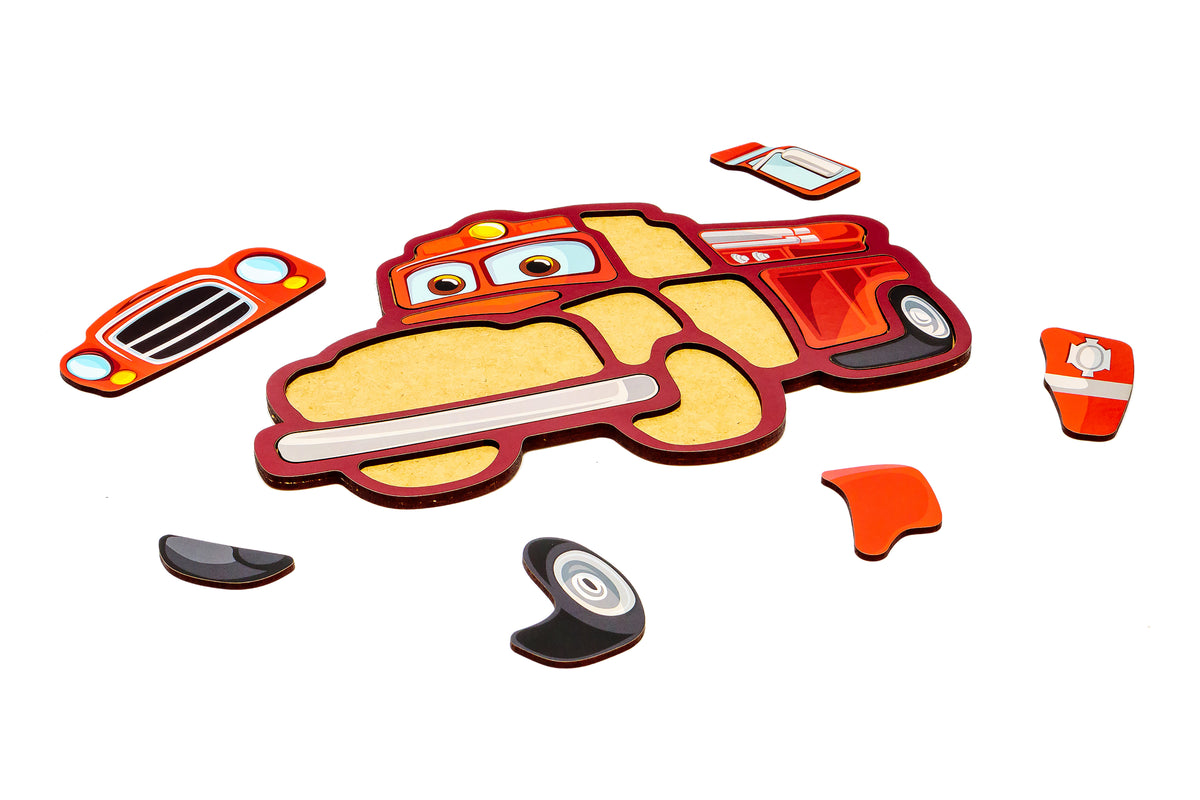 Wooden Fire Truck Puzzle 4+ | 12 Pieces